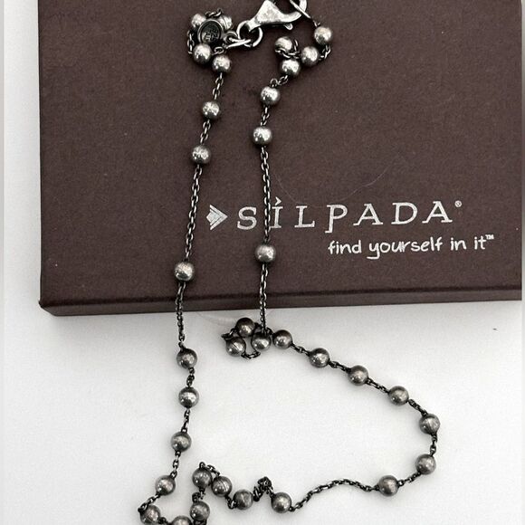 Silpada RETIRED Sterling Silver small satin beads Rosary Chain Necklace 17” long - Picture 7 of 12